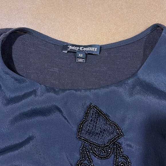 JUICY COUTURE DRESSY SLEEVELESS BLACK SATIN BEADED TOP WITH KNIT BACK SIZE XS - Picture 3 of 8